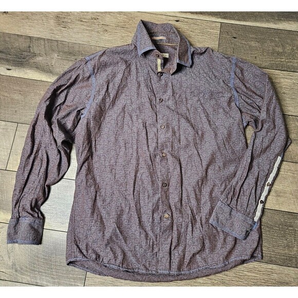 2 for $20 Pronto Uomo Dandelion Print Button Front Formal Dress Shirt Size XL - Picture 2 of 9